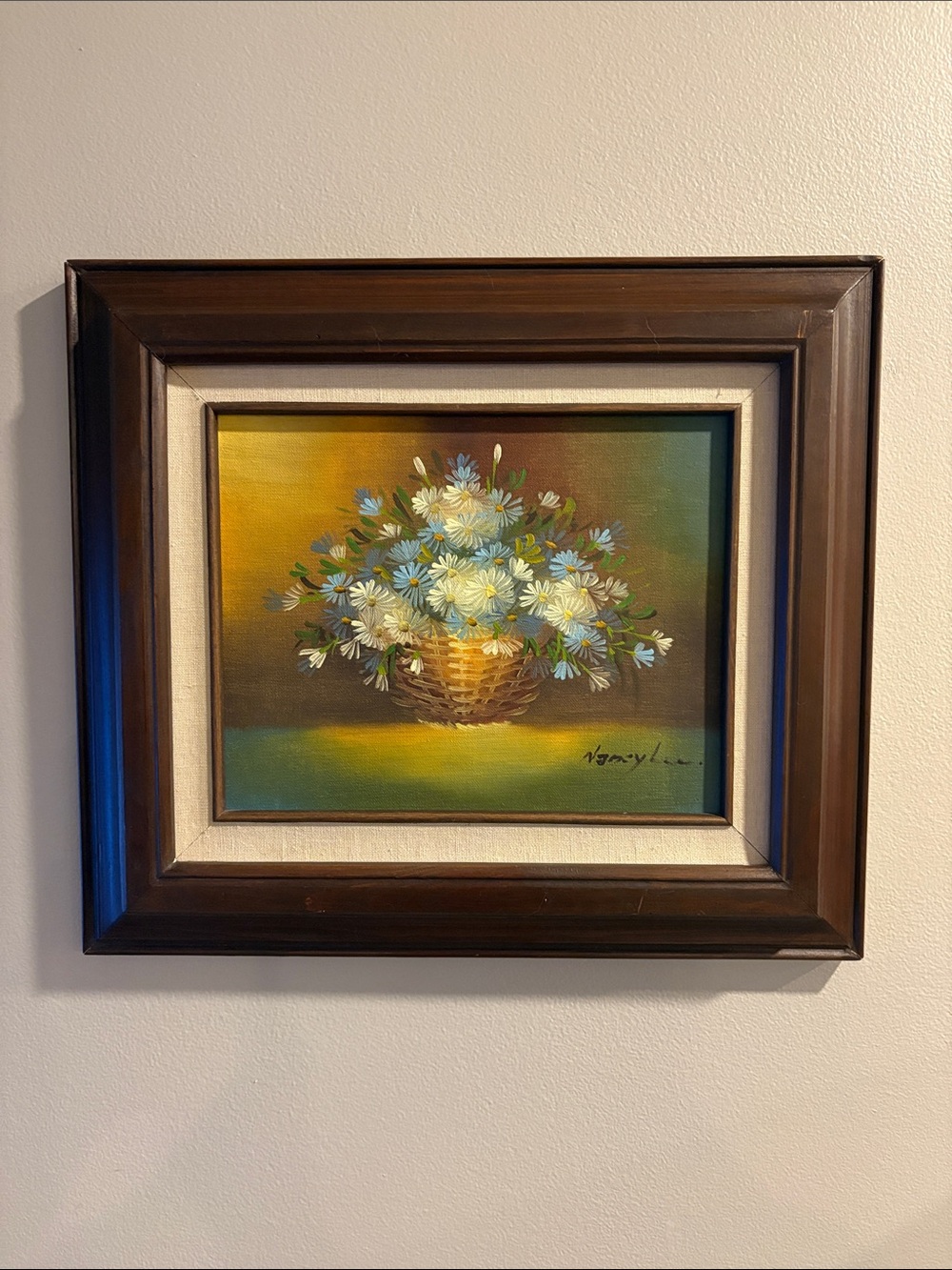 Vintage Floral Still-Life Oil Painting Signed by Artist Nancy Lee